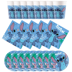 Naczynia Jednorazowe Talerzyki Kubeczki Serwetki 36 el. Stitch & Angel
