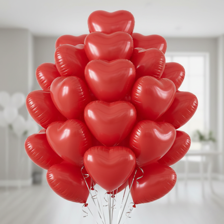 Balony Lateksowe Czerwone Serca Dekoracja Na Walentynki 10" - 50 szt.