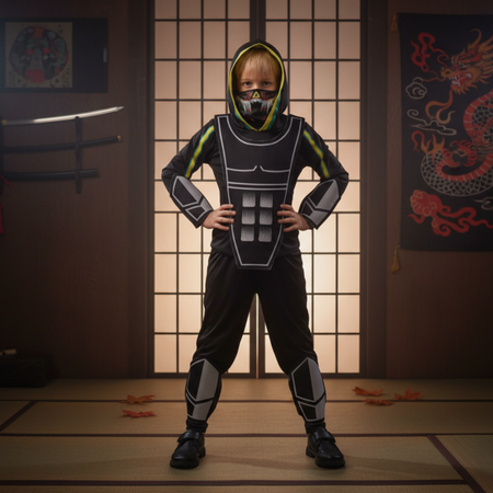 Strój Przebranie Cyber Bohater Interaktywny Na Halloween Świecąca Maska