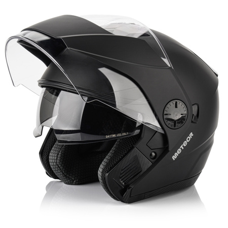 Kask Motocyklowy Z Blendą Przeciwsłoneczną Otwarty Czarny METEOR