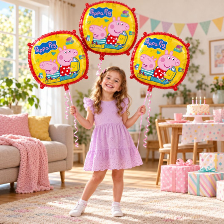Balony Foliowe Peppa Pig Na Przyjęcie Imprezę Dla Dziecka 18" Zestaw 3 szt.