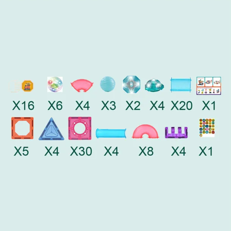 Klocki Magnetyczne Konstrukcyjne Świecący Tor Zestaw Dla Dzieci 110 el.