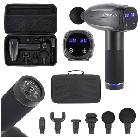 Pistolet Do Masażu Ciała Pleców Masażer Mięśni Massage Gun 6 Końcówek HMS