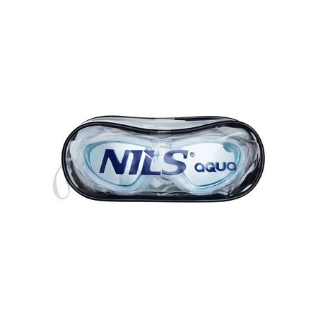 NILS Zestaw Białe Okularki Anti-Fog i UV + Szary Czepek Pływacki