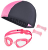 NILS Zestaw Okularki Pływackie Różowe + Różowy Czepek
