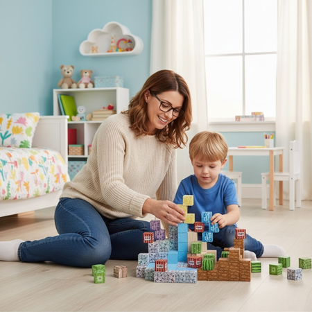 Klocki Magnetyczne Konstrukcyjne Zestaw 100 Elementów Edukacyjne Dla Dzieci