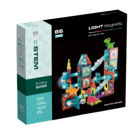 Klocki Magnetyczne Konstrukcyjne Świecący Tor Zestaw Dla Dzieci 86 el.