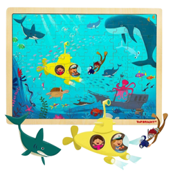 Puzzle Drewniane Dla Dzieci Ocean Zestaw 100 Elementów TOP BRIGHT