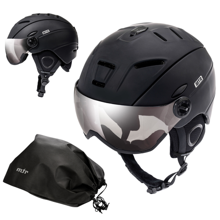 Kask Narciarski Z Szybą Snowboardowy Regulowany METEOR