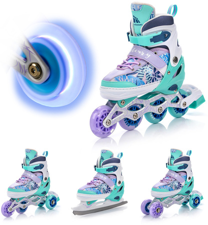 Łyżworolki 4w1 Rolki Rekreacyjne Łyżwy Regulowane Wrotki + Ochraniacze