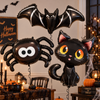 Balony Foliowe Na Halloween Imprezę Zestaw 3szt. Nietoperz Pająk Czarny Kot