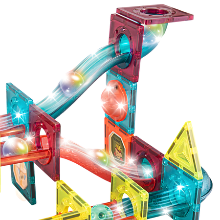 Klocki Magnetyczne Konstrukcyjne Świecący Tor Zestaw Dla Dzieci 65 el.