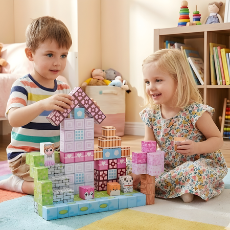 Klocki Magnetyczne Konstrukcyjne Zestaw 110 Elementów Edukacyjne Dla Dzieci