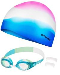 Dziecięcy Zestaw Na Basen Czepek + Niebiesko-Białe Okularki Pływackie