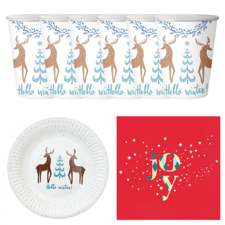 Kubeczki 250ml + Talerzyki + Serwetki Zastawa Stołowa Jednorazowa Na Święta