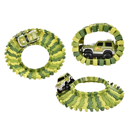 Tor Wyścigowy Samochodowy Dinozaury Tunele + Autko 140 Elementów Dla Dzieci