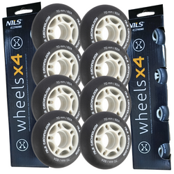 Kółka Do Łyżworolek Kauczukowe Zestaw 8 szt. Czarne Matowe 70 mm NILS