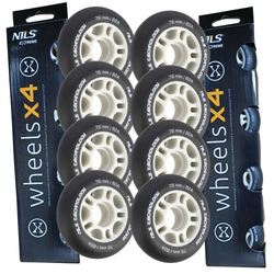 Kółka Do Łyżworolek Kauczukowe Zestaw 8 szt. Czarne Matowe 76 mm NILS