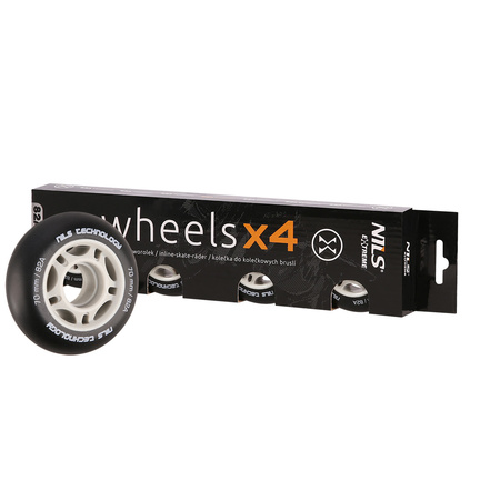Kółka Do Łyżworolek Kauczukowe Zestaw 4 szt. Czarne Matowe 70 mm NILS