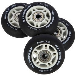 Kółka Do Rolek Kauczukowe 70mm Zestaw 4 szt. + Łożyska ABEC-9 Czarne Matowe