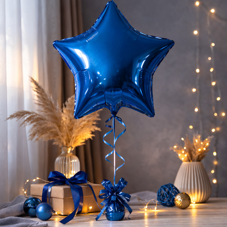 Balon Foliowy Gwiazda Niebieska Na Imprezę Urodziny Przyjęcie GODAN 19"