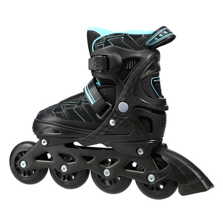 Rolki Regulowane Łyżworolki Czarne Rekreacyjne Kauczukowe Kółka ABEC-7