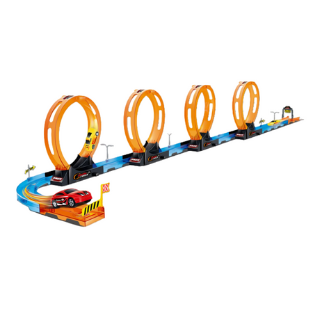 Tor Wyścigowy Samochodowy Pull Back Dla Dzieci 416 cm + 2 Samochody TLD