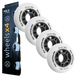 Kółka Do Łyżworolek Kauczukowe Zestaw 4 szt. Białe Matowe 72 mm NILS