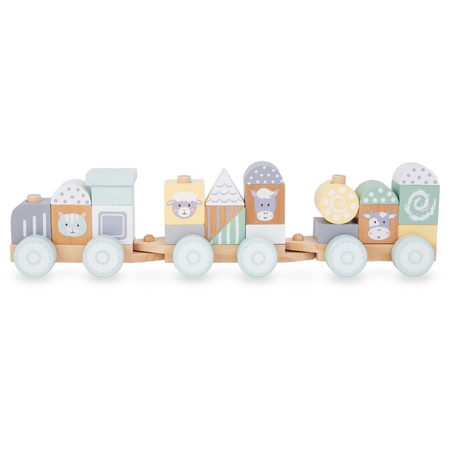 Pociąg Kolejka Drewniana Z Klockami Farma Zabawka Edukacyjna Dla Dziecka
