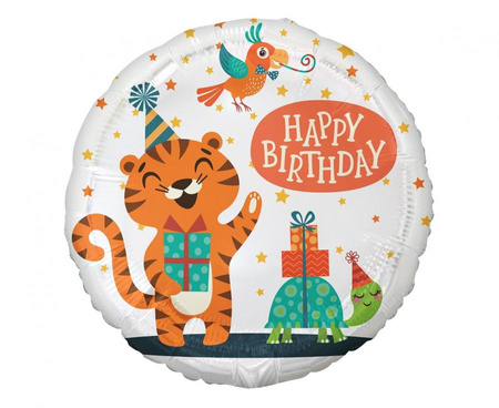Balon Foliowy Tygrysek Happy Birthday Na Przyjęcie Urodziny Imprezę 18"