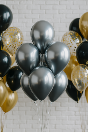 Balony Lateksowe Srebrne Klasyczne Chromowane Na Ślub Wesele 33cm - 50 szt.