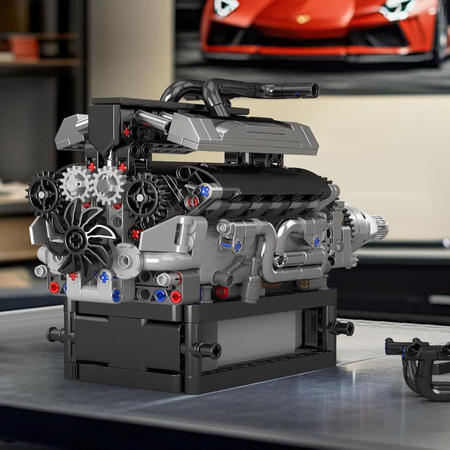 Klocki Konstrukcyjne Silnik Samochodowy V12 733 el. Na Prezent Mould King