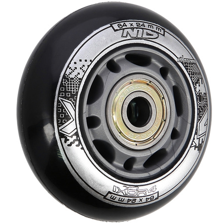 Kółka Do Rolek Kauczukowe 64 mm Zestaw 4 szt. + Łożyska ABEC-9 Czarne NILS