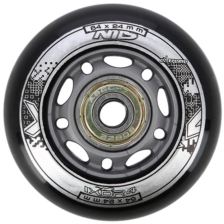 Kółka Do Rolek Kauczukowe 64 mm Zestaw 8 szt. + Łożyska ABEC-9 Czarne NILS