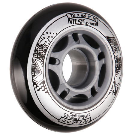 Kółka Do Łyżworolek Kauczukowe Zestaw 4 szt. Czarne 72 mm Nils Extreme