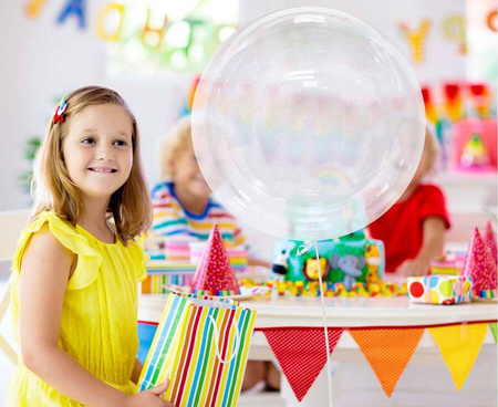 Balon Okrągły Foliowy Kryształowy Przezroczysty Dekoracyjny Aqua 24" GODAN