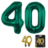 Balony Foliowe Cyfry Na 40 Urodziny Na Rocznicę 85 cm Zielone + Świeczka