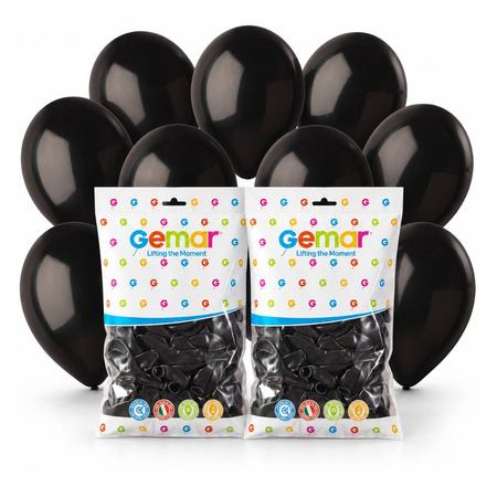 Balony Lateksowe Pastelowe Czarne Na Urodziny Imprezę GEMAR 12" 200 szt.