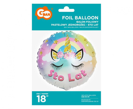 Balony Foliowe Urodzinowe Jednorożce Sto Lat Dla Dziewczynki Zestaw 3 szt.