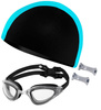 Czarny Zestaw Pływacki Na Basen Czepek + Okulary 