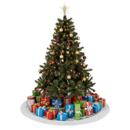 Mata Pod Choinkę Okrągła Dywanik Bożonarodzeniowy W Renifery Szary 90 cm