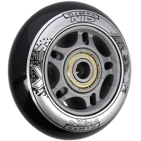 Kółka Do Rolek Kauczukowe 70 mm Zestaw 4 szt. + Łożyska ABEC-9 Czarne NILS