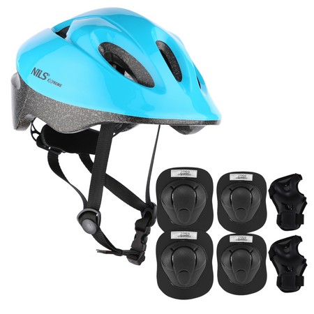 Kask Regulowany Ochronny + Ochraniacze Zestaw Na Rolki Rower Hulajnogę NILS	