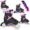 Łyżwy Rolki Regulowane LED Dziecięce Hokejowe 4w1 Kauczukowe NILS