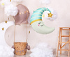 Balony Foliowe Księżyc Z Czapeczką Na Baby Shower 56x68 cm + Miś 52x68 cm