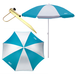 Parasol Plażowy Ogrodowy Składany Filtr UV + Uchwyt Hak NILS