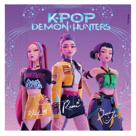 Serwetki Papierowe Dla Dzieci 33x33 cm K-POP Demon Hunters Zestaw 20 szt.