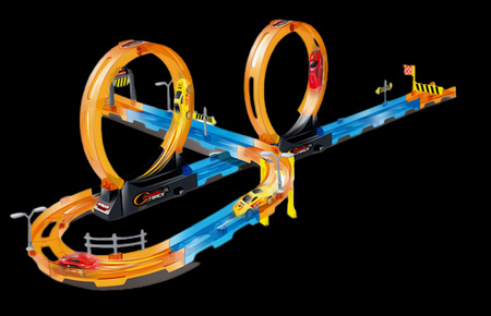 Tor Wyścigowy Samochodowy Pull Back Dla Dzieci 320 cm + 4 Samochody