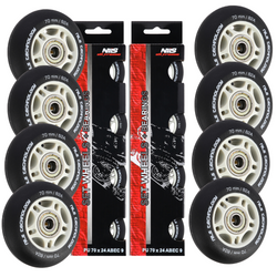 Kółka Do Rolek Kauczukowe 70mm Zestaw 8 szt. + Łożyska ABEC-9 Czarne Matowe