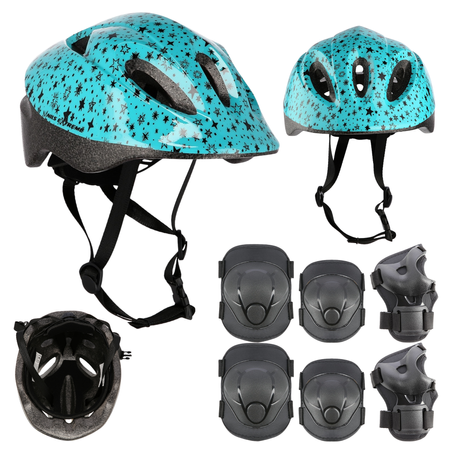 Kask Rowerowy Regulowany Na Rolki Rower Wentylowany Ochronny + Ochraniacze